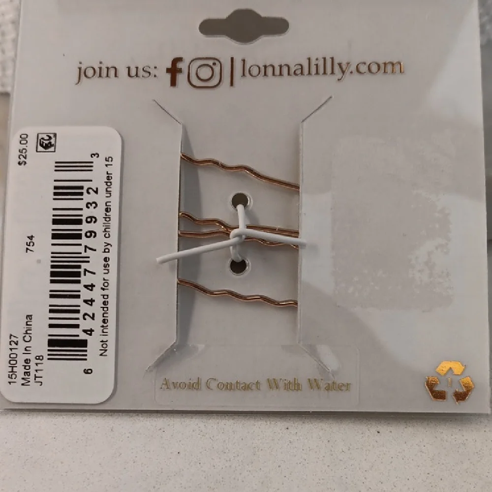 New Lonna & Lilly White Floral hair accessoryBobby Pins / Gold Crystal Centers